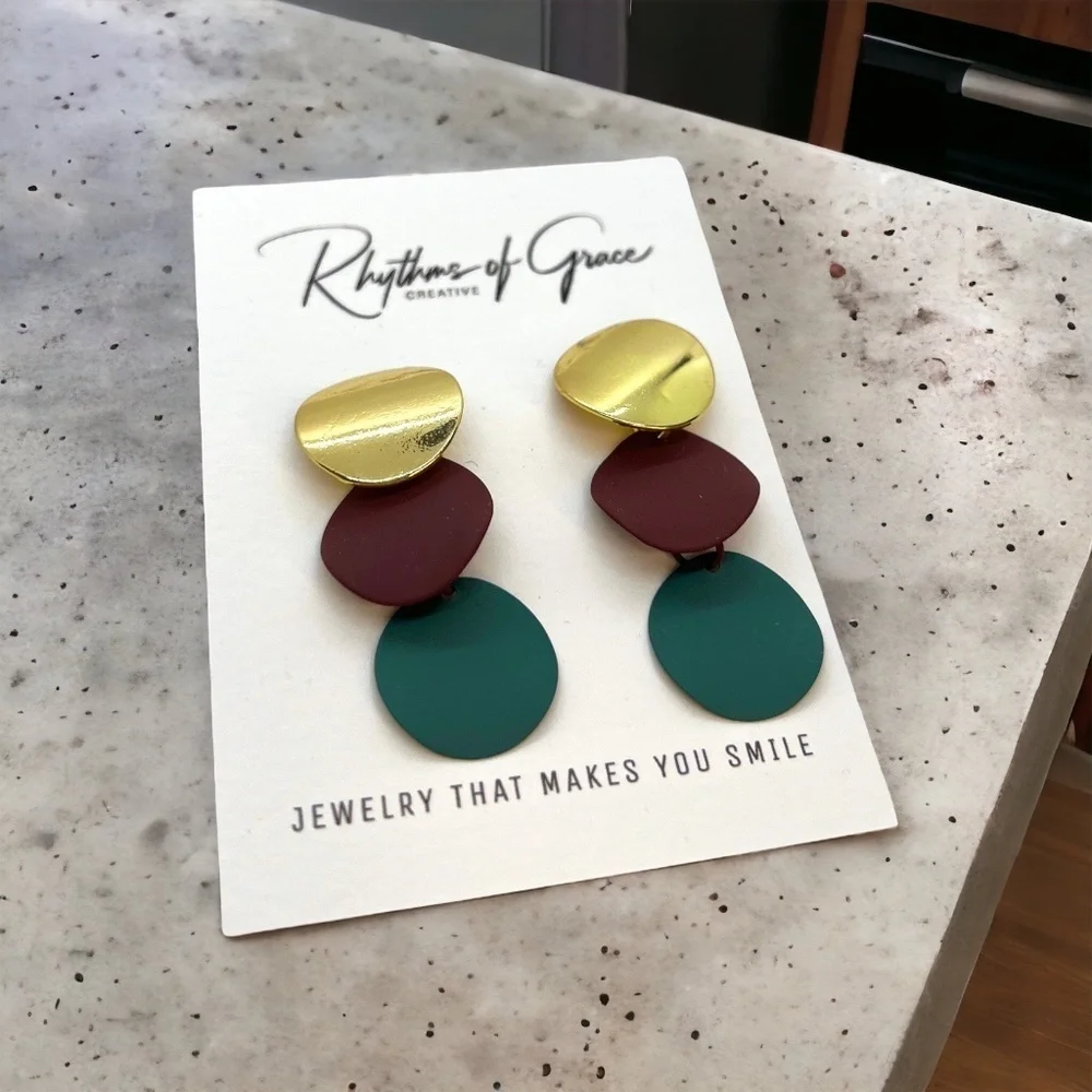 Festive Mardi Gras Earrings - Purple, Green & Gold Statement Jewelry (NWT)